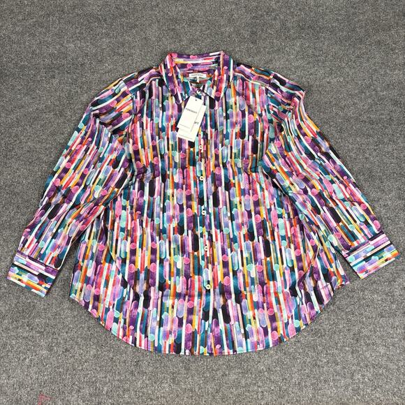 Foxcroft Margie Plus Multicolor Prism Long Sleeve Shirt NWT Size 1X - Picture 1 of 8
